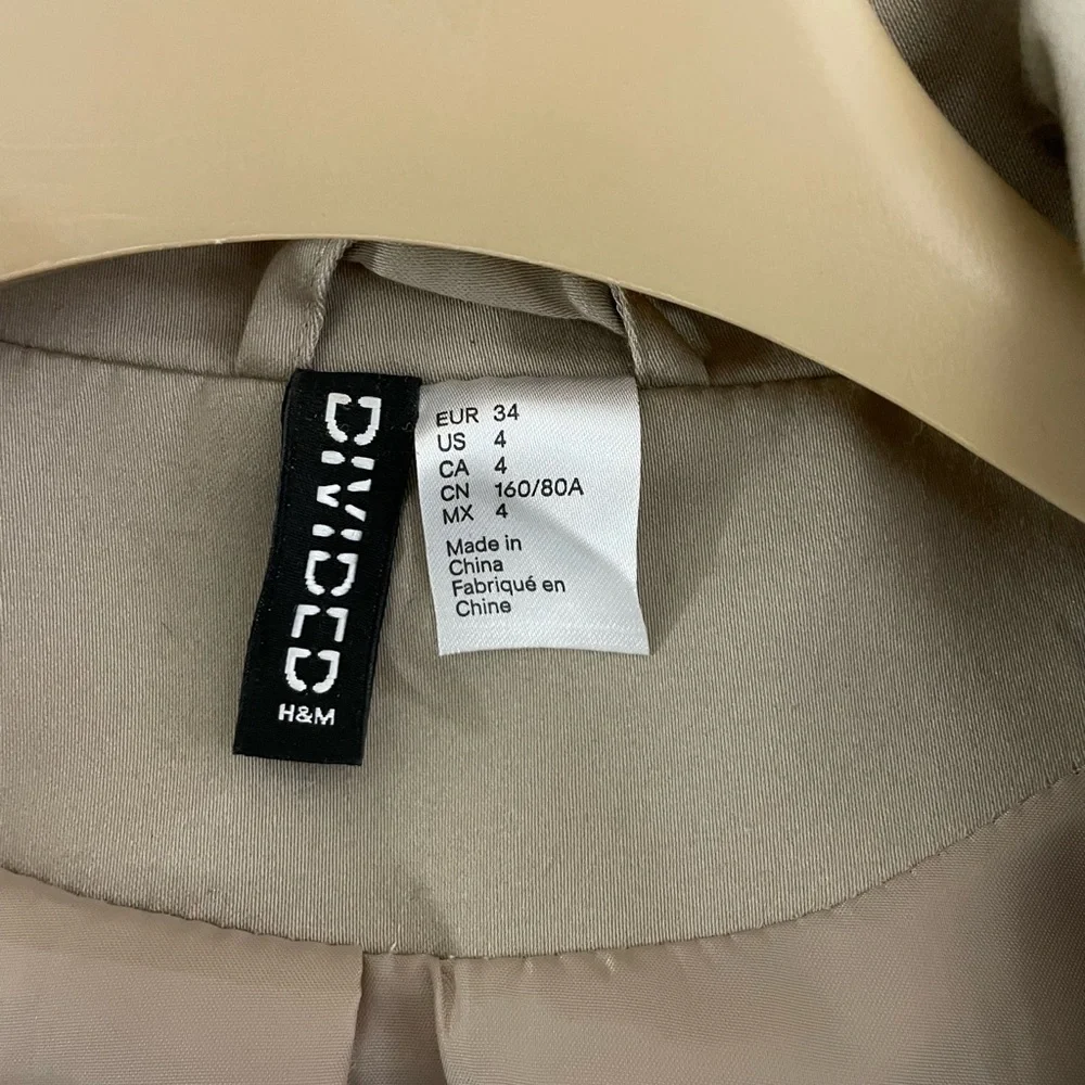 H&M Beige Double-Breasted Trench Coat - Picture 3 of 5